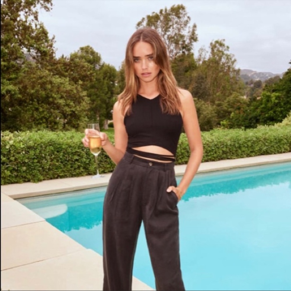 Reformation Black Tie Crop Top